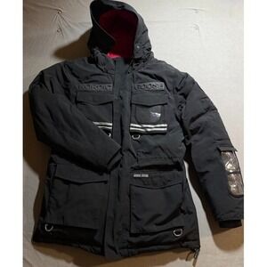 Nordic Goose Jacket Adult L Black Logo Full Zip Pocket Hoodie Puffer Coat Mens